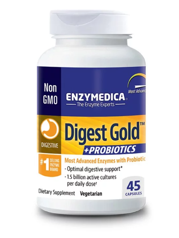 Enzymedica Digest Gold Zmes enzýmov pre podporu trávenia s probiotikami - Počet kapsúl: 45 kapsúl