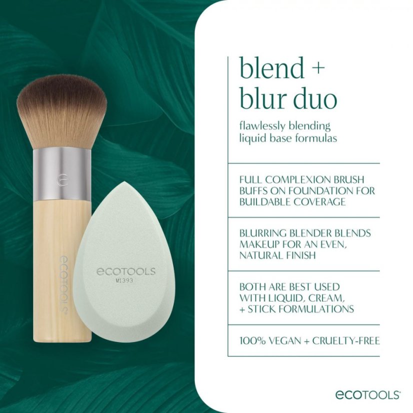 Eco Tools Sada štětce a houbičky na make-up Blend + Blur Duo