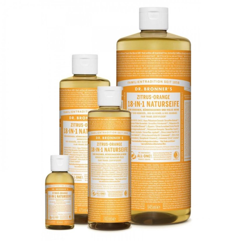Dr. Bronners tekuté univerzálne mydlo ALL-ONE! citrus pomaranč - objem: 475 ml