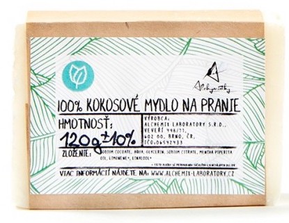 Alchymistky 100%  kokosové mýdlo na praní s vůni máty, pevné - hmotnost: 120 g