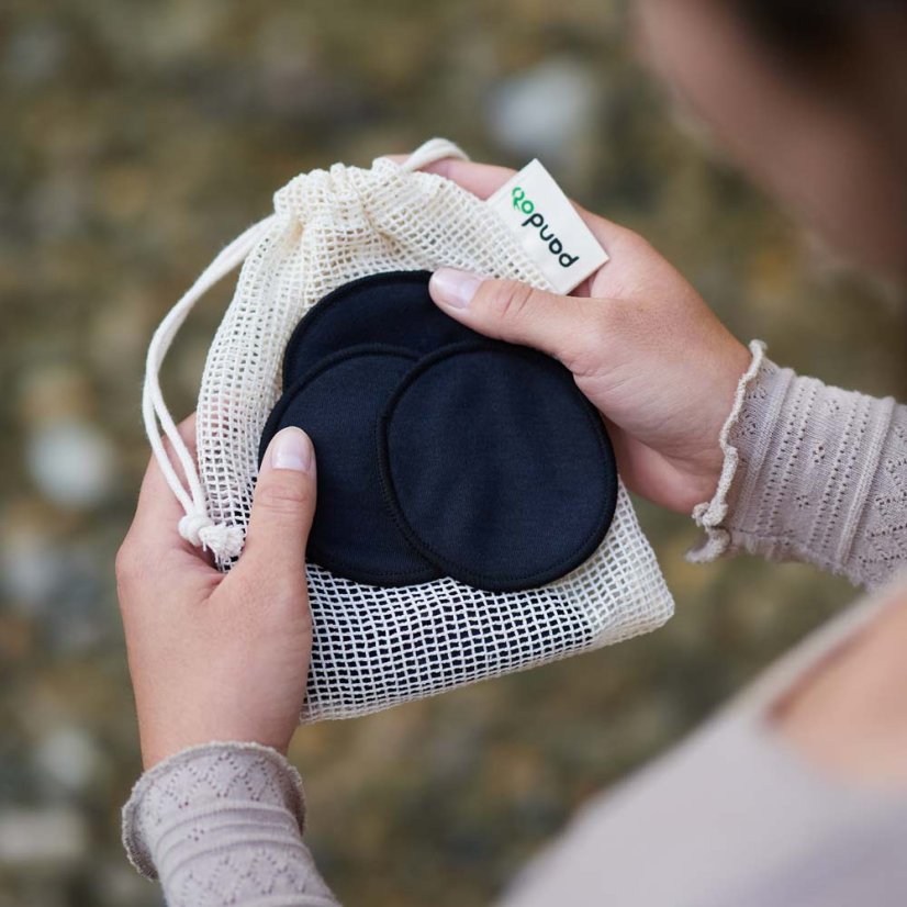 Pandoo Bavlněné odličovací znovupoužitelné polštářky v pytlíku 10 ks