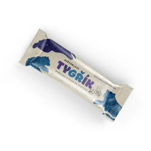 Květomluva Ovocná tyčinka tygřík borůvka s černým rybízem bio, 40 g