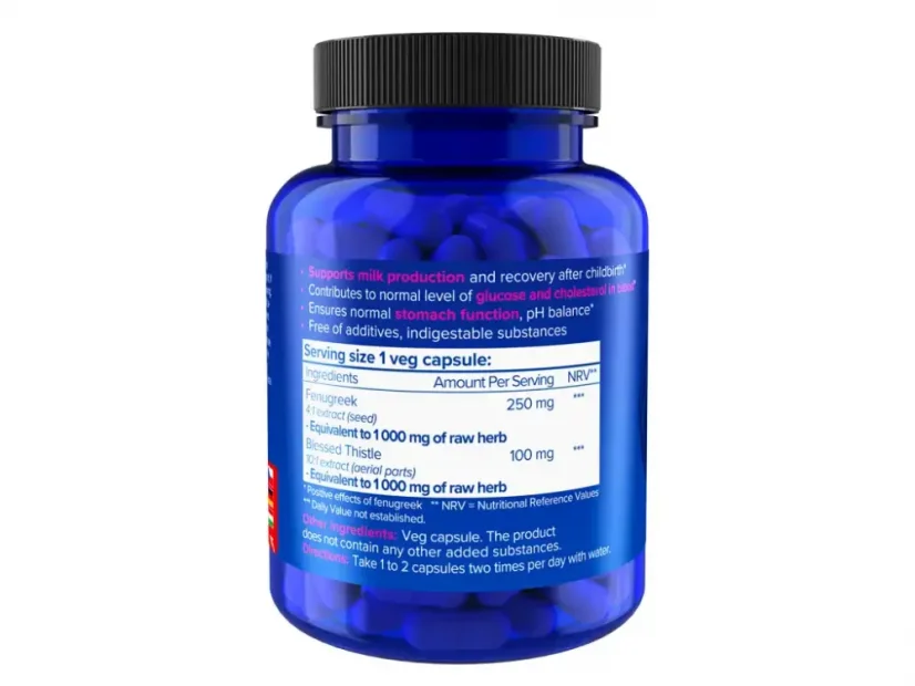Natios Fenugreek + Blessed Thistle Extract, Pískavice řecké seno + Benedikt lékařský 120 kapslí  min.trv.12/2026
