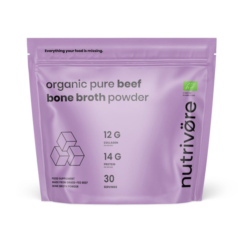 Nutrivore Bio sušený hovězí vývar z evropských zdrojů v prášku 450 g