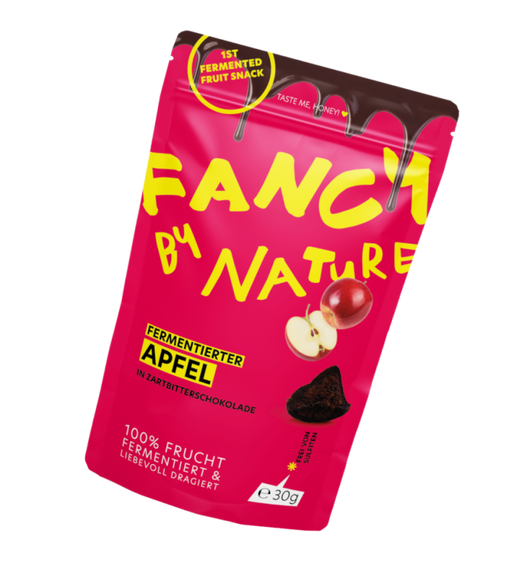 Fancy By Nature fermentované bio jablko v hořké čokoládě 30 g – SCHOKO APFEL