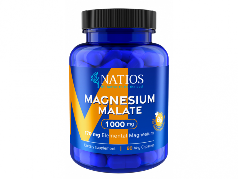 Natios Magnesium Malate 1000 mg plus B6 90 kapslí