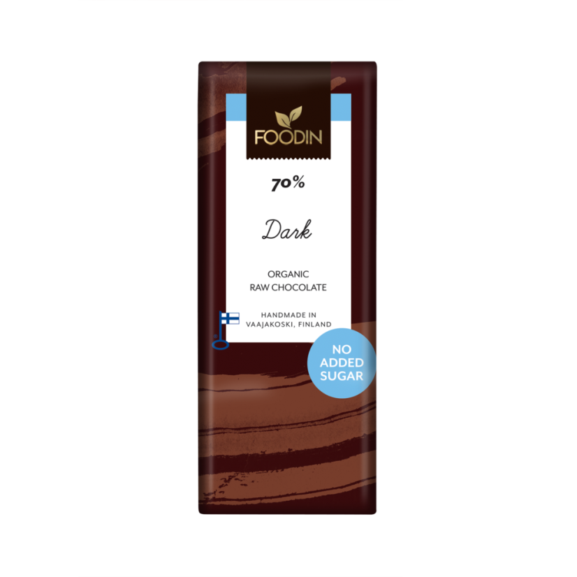 Foodin Raw vegan čokoláda Dark 70% bez přidaného cukru Organic 40 g
