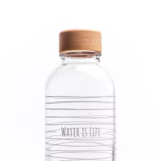Carry sklenená fľaša na pitie Water is life