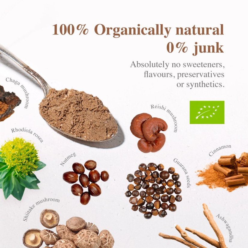 Soulel Dirt Bio prášek, alternativa kávy s chagou a ženšenem