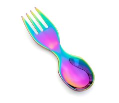 LEKKABOX Mini Spork Rainbow – nerezová lyžička a vidlička 2v1 10 cm