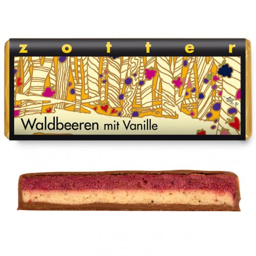Zotter Ručně vyráběná plněná bio čokoláda Divoké plody s vanilkou 75g