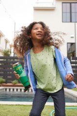 Klean Kanteen Dětská nerezová termolahev Dino Skate zelená 355 ml  (w/ Flip Seal Sport)