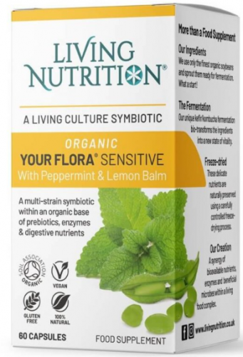 Living nutrition Fermentovaná synbiotika s mátou peprnou a meduňkou lékařskou - Your Flora Sensitive 60 kapslí