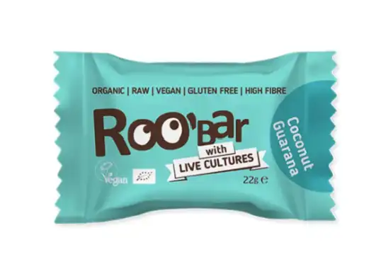 Bio Roo Bar Kokos a Guarana Ball raw energetická guľa so živými kultúrami 22 g