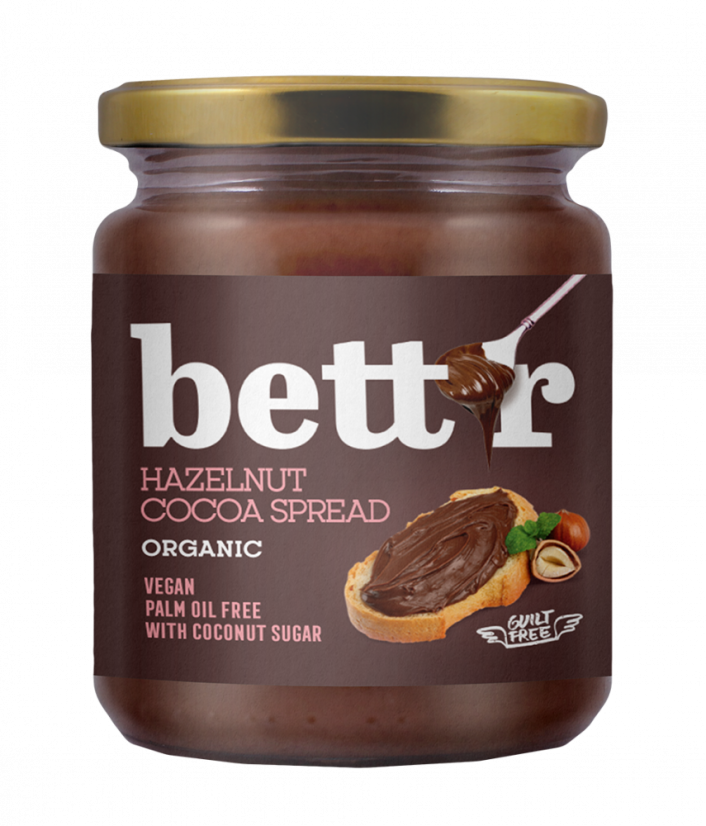 Bett’r lískooříškovo-kakaová pomazánka s kokosovým cukrem Bio 250g Bett’r lískooříškovo-kakaová pomazánka s kokosovým cukrem Bio 250g