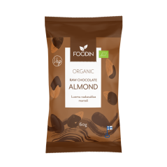 Foodin Raw mandle v čokoláde, vegán bio s kokosovým cukrom 60 g