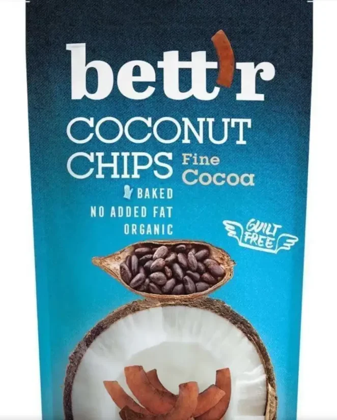 Bett´r Bio kokosové chipsy s príchuťou jemné kakao 70 g