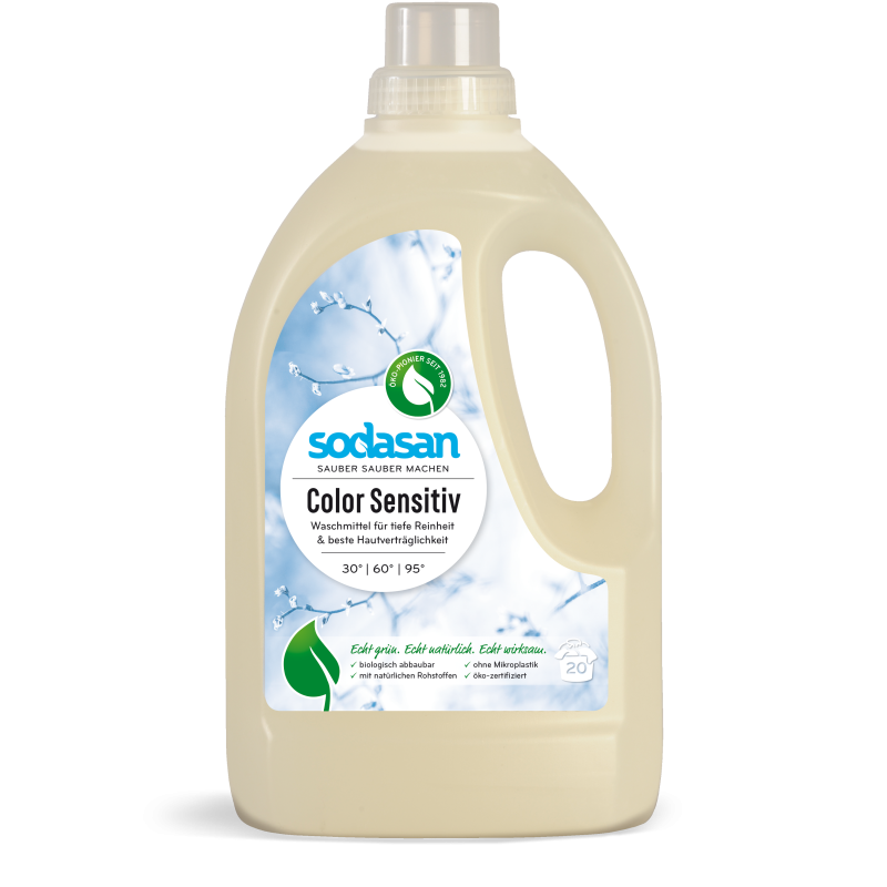 Sodasan tekutý prací prostriedok na farebné prádlo sensitive bez vône
