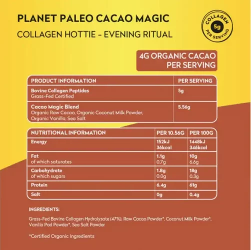 Planét Paleo Kolagénový nápoj latte s bio raw kakaom a vanilkou Cacao Magic 264 g