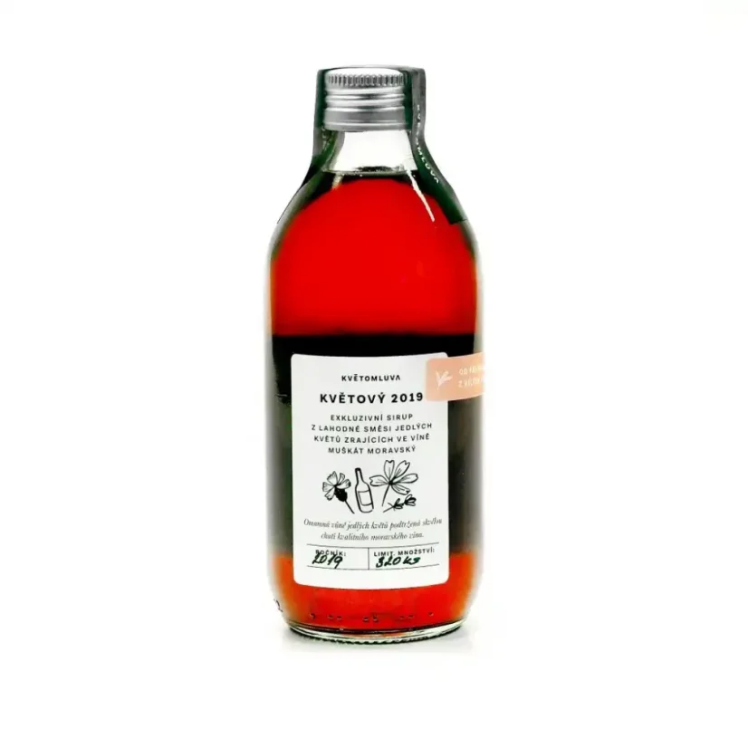 Kvetomluva exkluzívna Bylinný sirup kvetový z jedlých kvetov vo víne 330 ml