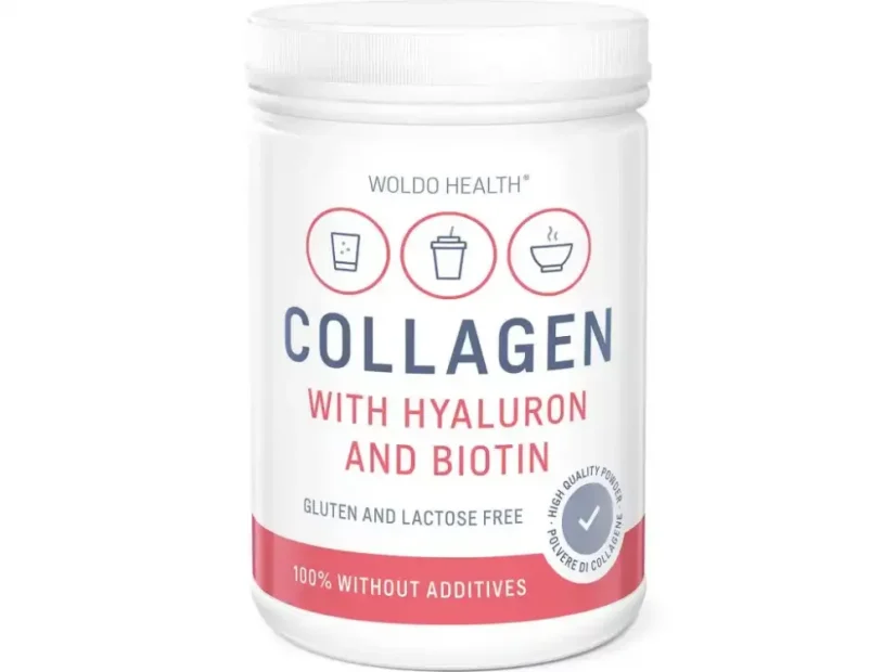 WoldoHealth Kolagén hovädzí prášok s kyselinou hyalurónovou a biotínom 500 g