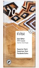Vivani bio vegan jemná horká čokoláda Santo Domingo 70% kakaa 100 g