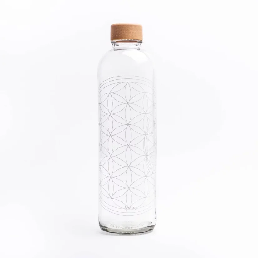 Carry sklenená fľaša na pitie Flower of life - objem: 1 l