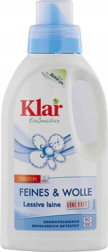 Klar Prací gél na jemné prádlo a vlnu, bez parfemácie 500 ml