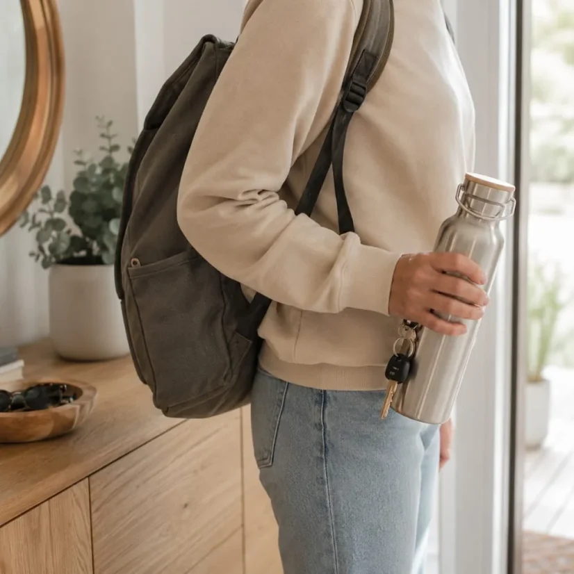 Pandoo izolovaná nerezová termo láhev s bambusovým víčkem 750 ml