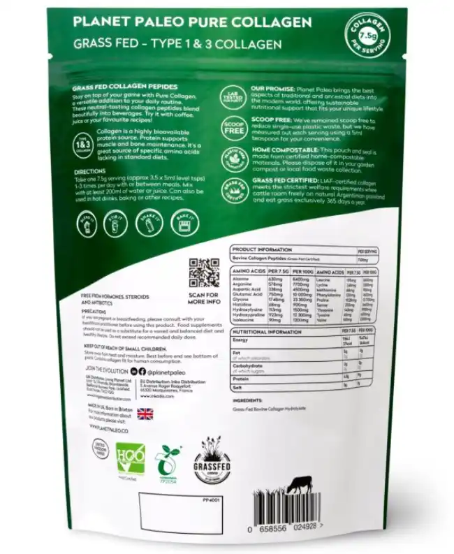 Planet Paleo Hydrolyzovaný grass fed certified hovězí kolagen Pure