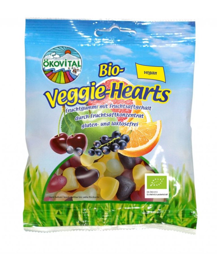 Oekovital bio veganská srdíčka bonbony 80 g