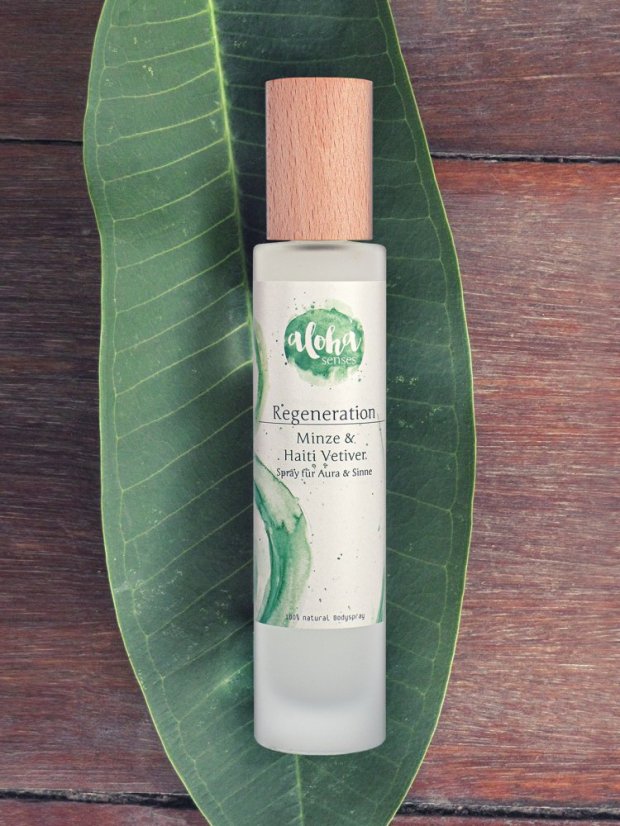 Aloha senses telový sprej Regenerácia, Mäta a Vetiver z Haiti - objem: vzorka