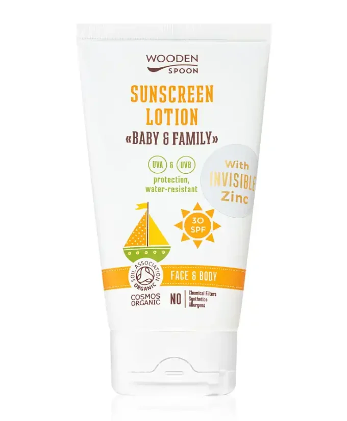 Wooden spoon Opalovací mléko Baby & Family SPF 30