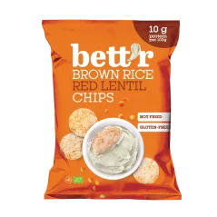 Bett'r BIO rýžové chipsy s červenou čočkou 60 g