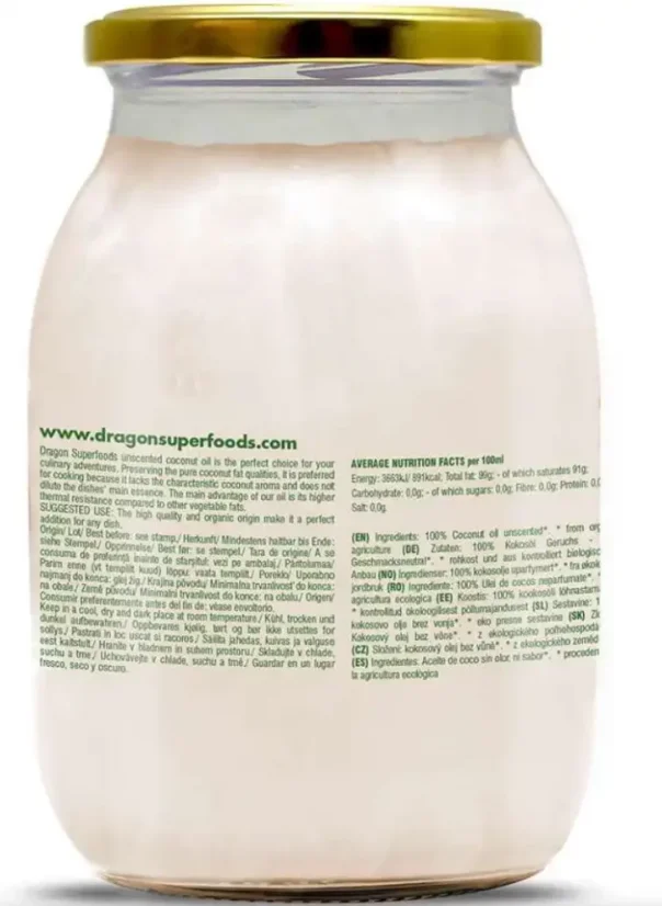 Dragon Superfoods Bio kokosový olej bez vône - objem: 300 ml