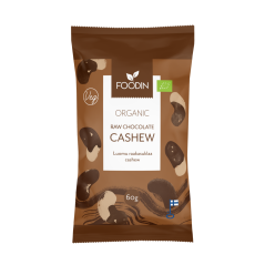 Foodin Raw kešu orechy v čokoláde, vegan, bio, 60g