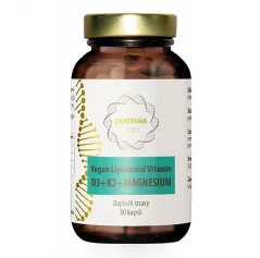 Puravia labs Liposomálny vitamín D3+K2+magnesium vegán, 30 kapsúl
