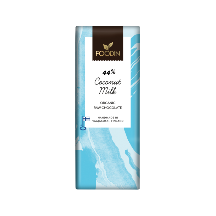 Foodin Raw vegan čokoláda s kokosovým mlékem 44%, bio, bez přidaného cukru 40g