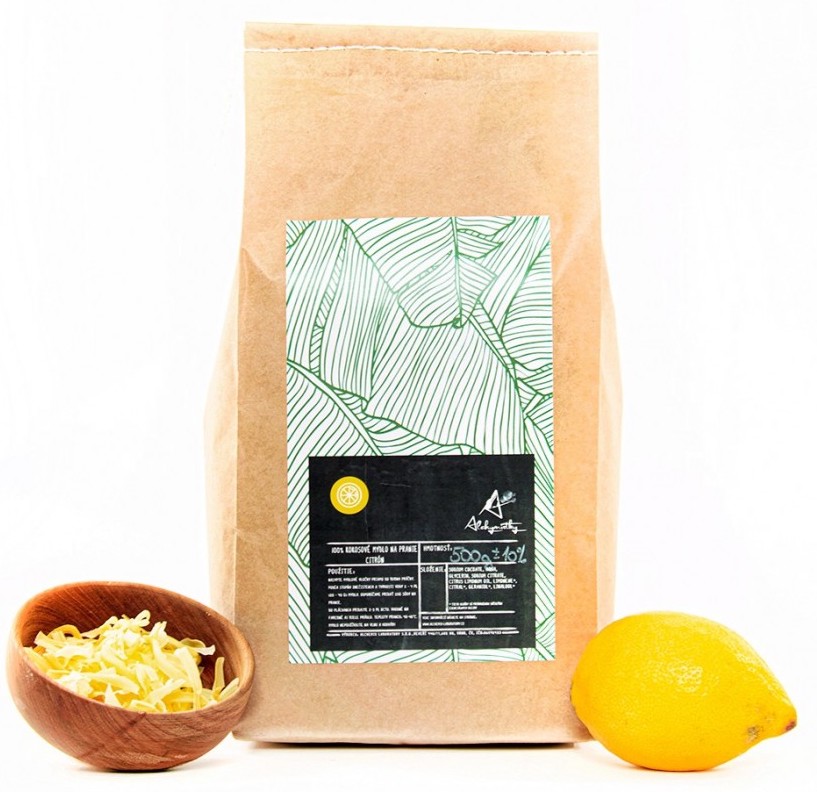 Alchymistky 100% kokosové mydlo na pranie s vôňou citrónu, strúhané - hmotnosť: 250g