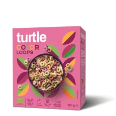 Turtle Cereálie Colour Loops bio bezlepkové barevné kroužky z kukuřice, ovsa a rýže 300 g