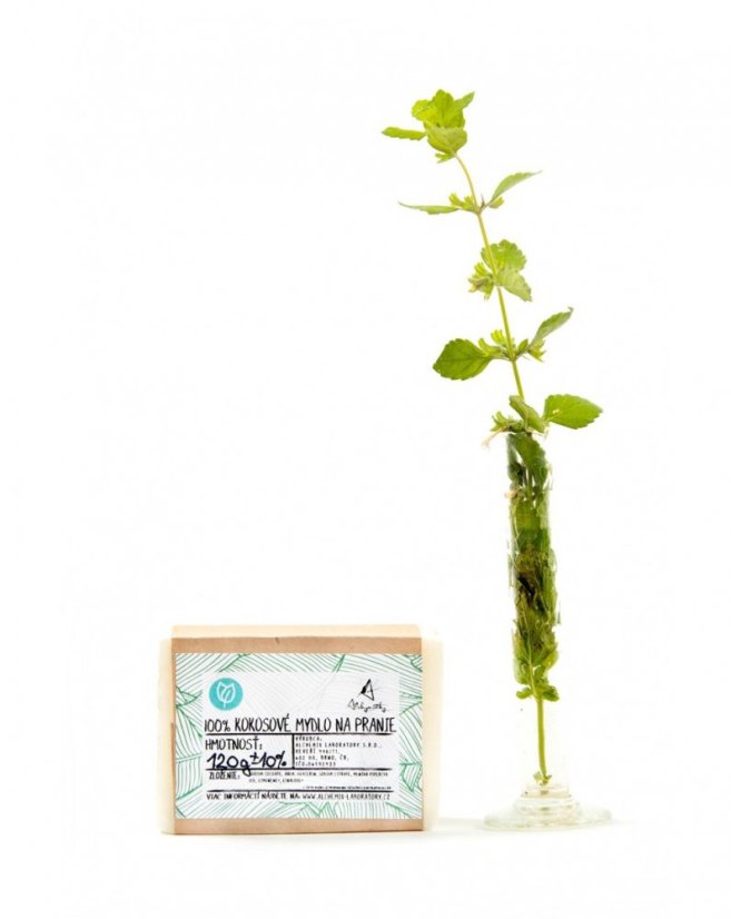 Alchymistky 100%  kokosové mýdlo na praní s vůni máty, pevné - hmotnost: 120 g