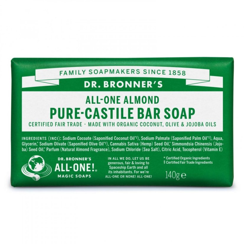 Dr. Bronner's tuhé mýdlo mandle 140 g Dr. Bronner's tuhé mýdlo mandle 140 g