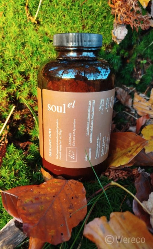 Soulel Dirt Bio prášek, alternativa kávy s chagou a ženšenem
