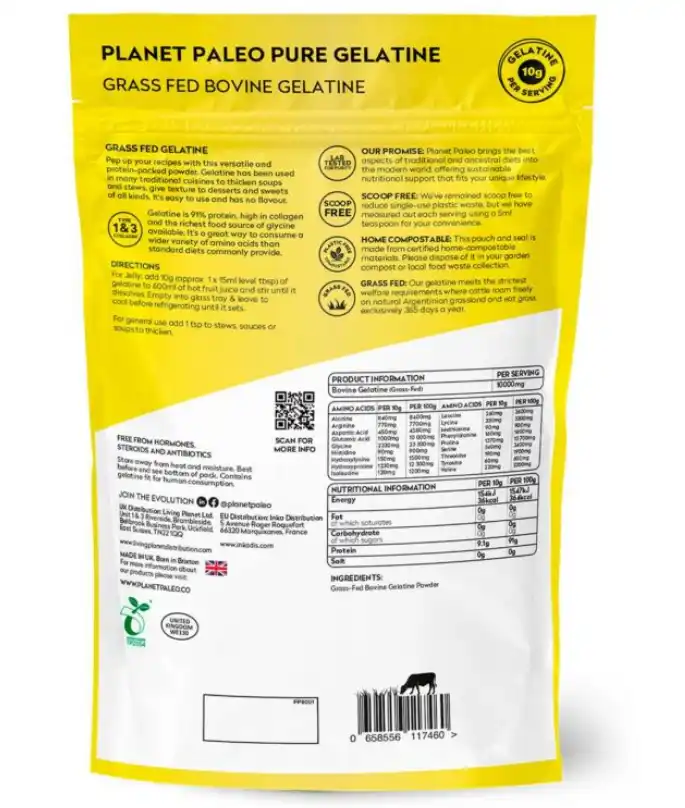 Planet paleo hovězí želatina z hydrolyzovaného grass-fed certified kolagenu 300 g