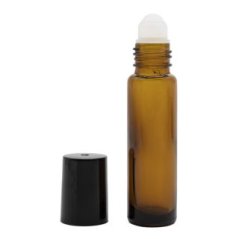 Fľaštička sklenená roll-on, hnedá 10 ml