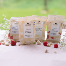 Foodin Raw  kešu oříšky v bílé čokoládě, vegan, bio, 50g