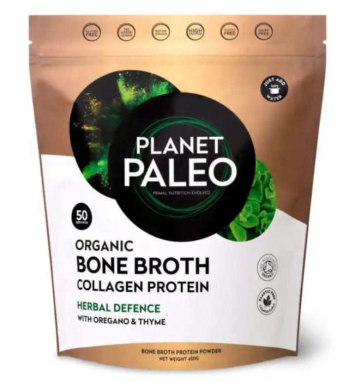 Planet Paleo Bio sušený hovězí vývar s bylinkami Herbal Defense Collagen Protein