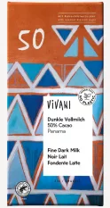 Vivani bio vegán jemná horká čokoláda s cukrom z kokosových kvetov Dunkle Vollmilch Panama Cacao 50% kakaa 80 g
