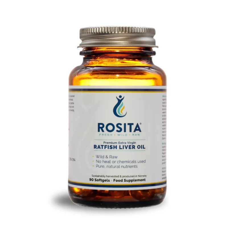 Rosita Real Foods Olej z pečene chiméry bieloškvrnné v kapsuliach 90 kapsúl