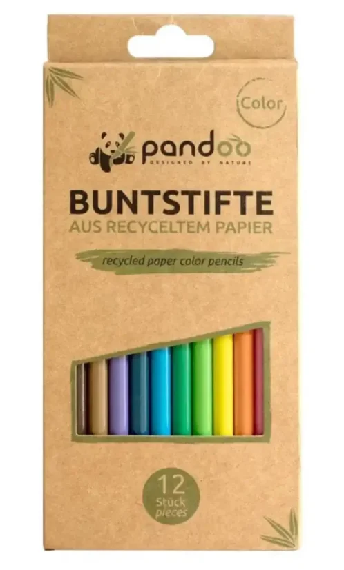 Pandoo farebné pastelky z recyklovaného papiera 12 ks